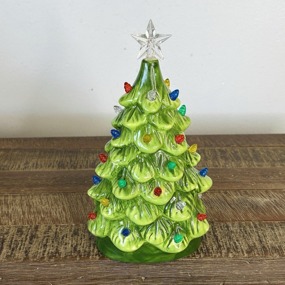 Vintage‎ Christmas Tree Ceramic 9" Inch Decoration Green As Is Not Working